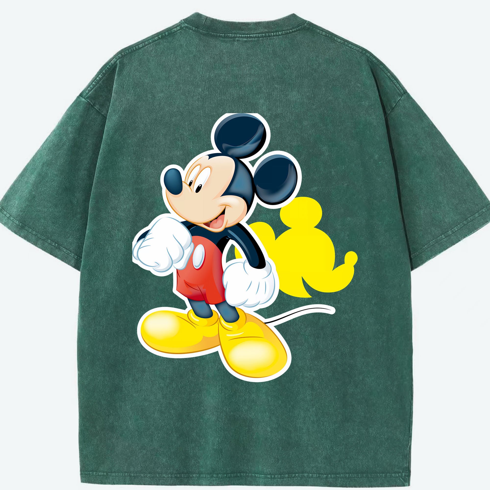 （画像用） ミッキーマウス Mickey Mouse 綿100% ヴィンテージ風 半袖Tシャツ（背面プリント）